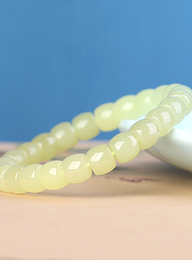 和田玉黄口料老型珠手链小众高级的暖色调玉石手串男女款国风新潮