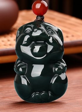 涵怡男女款和田玉福猪吊坠