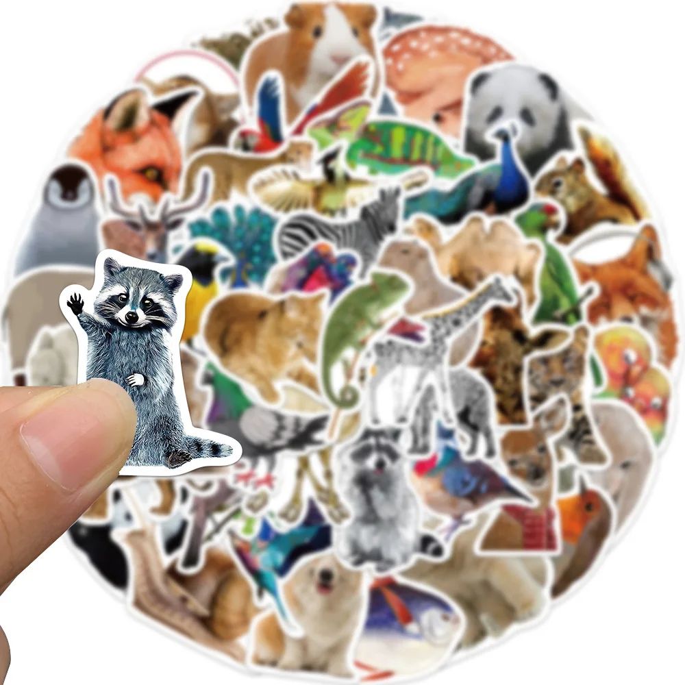 50Pcs Cute Animal Stickers for Water Bottles, Oil painting - 图3