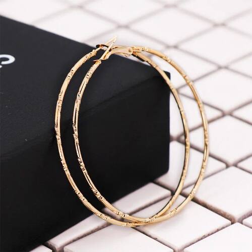 New Fashion Sliver Gold Color Big Hoop Earrings Hoops - 图0