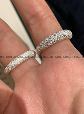 日常百搭简约银色满天星波光粼粼系列闪砂开口戒指女闪耀璀璨指环