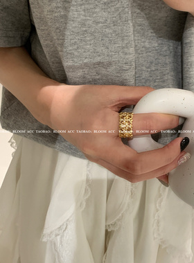 闪钻十字架开口戒指时尚中性高级设计感ins潮酷个性开口指环女