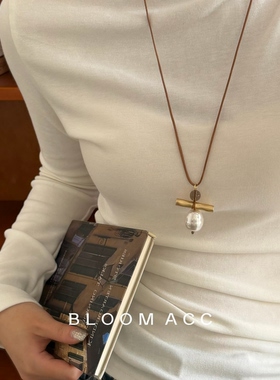 新款复古美拉德风虎眼石除号项链女高级感简约气质小众毛衣链配饰