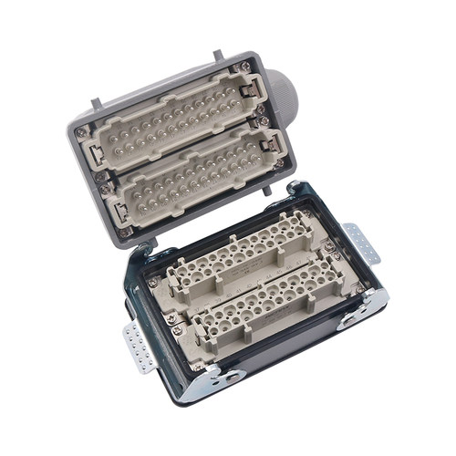 尼西重载连接器航空插头插座矩形工业热流道HDC-HE孔16P插24 48芯 - 图3