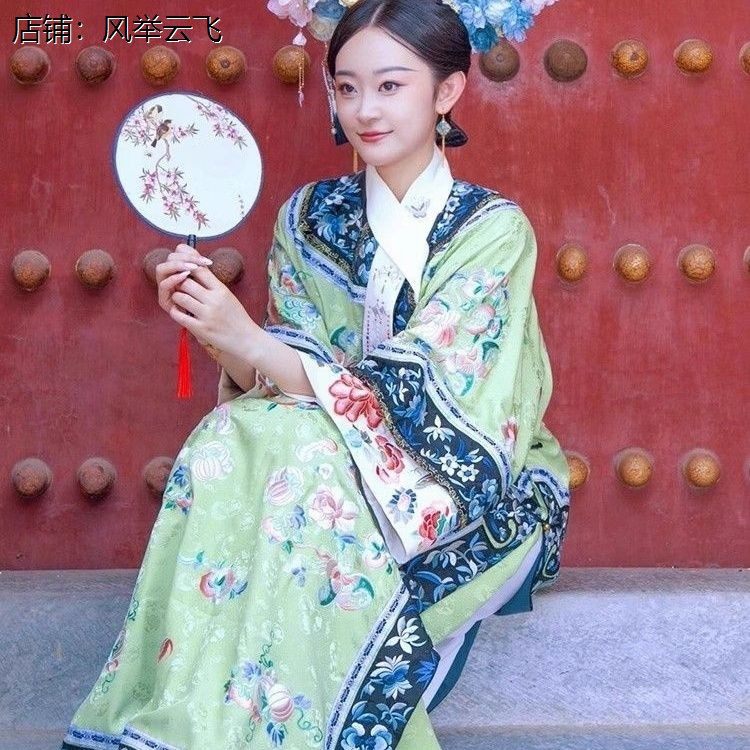女装汉服仿刺绣清代贵妃古装清朝服装印花氅衣中国格格旗装宫廷,淘宝优惠券,粉丝福利购,淘宝优惠卷