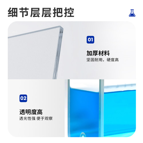 垒固层析缸 包邮高硼硅薄层色谱展开缸  实验室单槽P型 双槽P-1型溶剂玻璃缸100*100mm 200*100mm 200*200mm - 图2