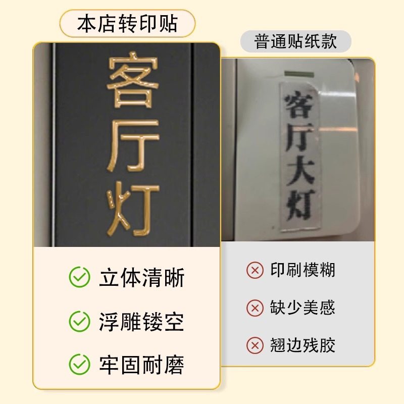 彩色3D立体开关标识贴纸家用插座面板装饰开关标签贴去膜留字防水,淘宝优惠券,粉丝福利购,淘宝优惠卷