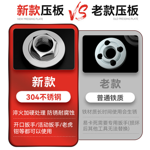 100角磨机六角压板扳手万用改装头切割机配件大全通用磨光机压盖 - 图1