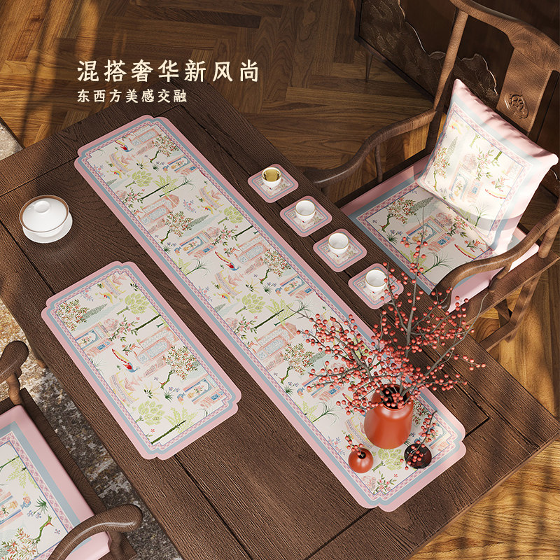 新中式中国风茶席吸水茶旗轻奢高端桌旗茶桌专用垫布小茶杯垫游园,淘宝优惠券,粉丝福利购,淘宝优惠卷