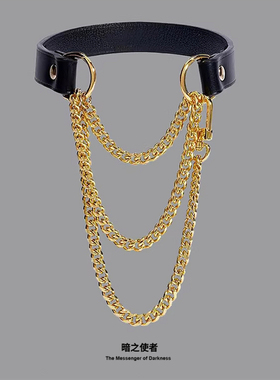 暗之使者窒息项圈皮质项链小众choker牵引绳颈带朋克情侣脖环男女