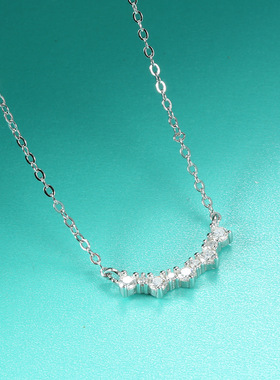 满钻锁骨项链女镀PT950 铂金晚宴款S925纯银女莫桑石吊坠轻奢风