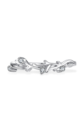 莫桑石戒指s925银闪钻ins钻戒戒子镀PT950 铂金直排树枝排戒豪镶