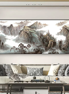 雅韵客厅新中式大靠山图装饰画