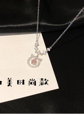 耳边风设计纯银可爱猫形锁骨链