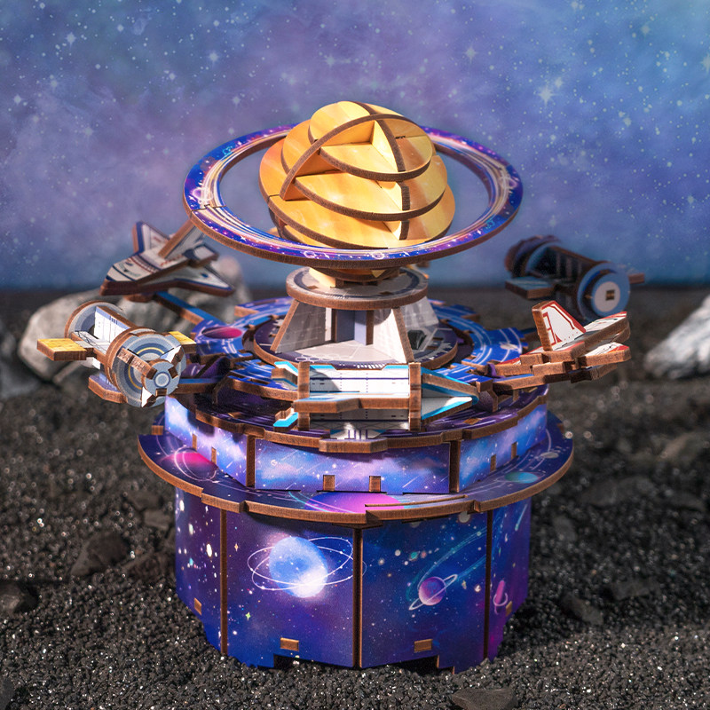 同趣文创浩瀚宇宙八音盒diy手工模型家居摆件积木玩具拼装音乐盒,淘宝优惠券,粉丝福利购,淘宝优惠卷