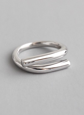 Genuine 925 Sterling Silver Rings for Women 2 layered black