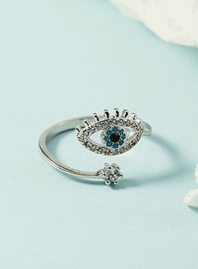 Eyes open zircon female ring Fashion opening simple eye ring