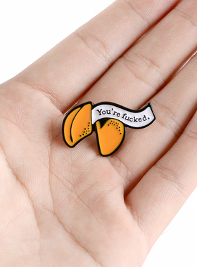 2021Funny You're fxxxxd Lucky Fortune Cookie Brooches Orange