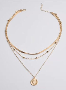 Fashion Layered Necklaces Blade Snake Chain Silver Gold