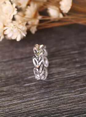 Bohemian Vintage 925 Sterling Silver Leaf Rings for Women B