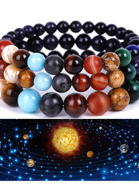 Galaxy Solar System Bracelet Universe Nine Planets Natural