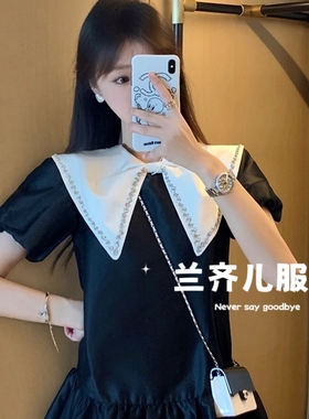 新款蝴蝶结尖角花边披肩领假领