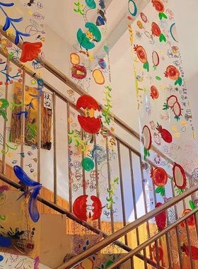 户外绘画膜儿童涂鸦长卷画布幼儿园教室玻璃背景墙挂布透明塑料膜