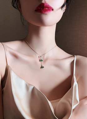 New Fashion 14K Real Gold Emerald Sector Crystal Chain Penda