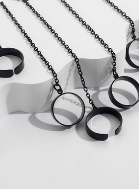 Punk Style Black Color Chain Wrist Rings for Women Men