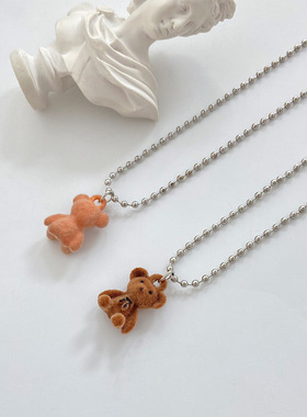 Creative Cute Bear Pendant Necklace For Women Girl Korean