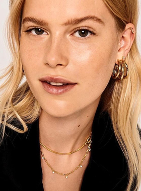 Fashion Za Gold Color Metal Drop Earrings for Women Steam