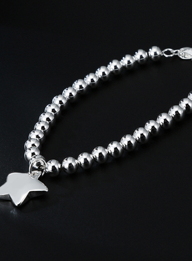 925 sterling silver 4MM Bead Chain Star Pendant Bracelets