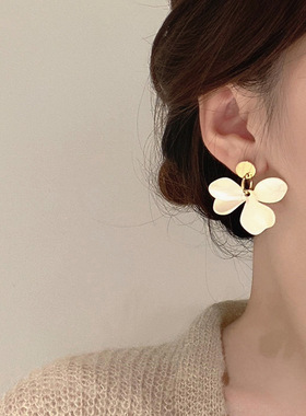 925 Silver Needle High Quality Matte Petal Earrings for