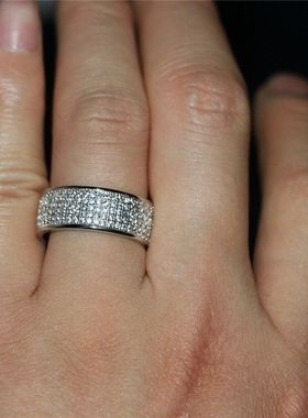 Shine Silver and Gold Color Women Ring Round Inlaid White