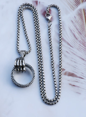 2023 Punk Skull Hand Circle Pendant 3MM Stainless Steel