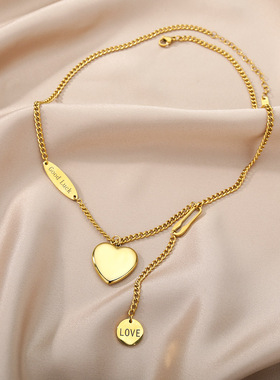 Double Layer Hollow Clavicle Chain Stainless Steel Necklace