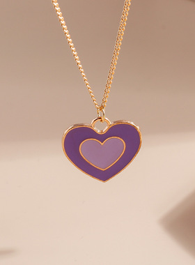 Simple Cute Heart Pendant Necklace for Women Girls Gold Colo