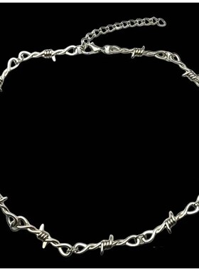 Punk Retro Spiked Metal Knot Chain Small Thorn Necklace For