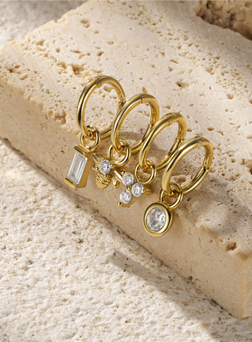 Piercing Aretes Earlobe Buckle Sterling Silver White Zircon