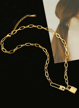 100% Stainless Steel lock catch Necklace For Women Gold