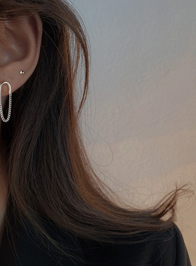 New Simple Geometric Tassel Chain Stud Earrings Women's