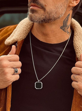 Men Pendant Necklce Geometric,Tiger's Eye Stone Necklace Lap