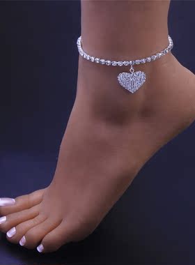 Modyle Rhinestone Chain Women's Anklets Silver Color/Gold