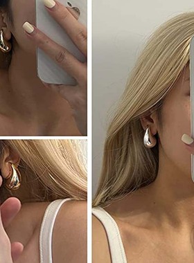 Vintage Gold Plated Chunky Dome Drop Earrings for Women