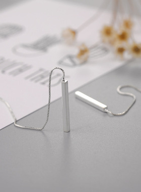 100% 925 Sterling Silver Long Drop Earrings for Women