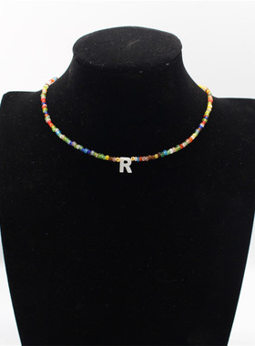 Bohemia Beaded Choker Necklace For Women DIY 26 Letter