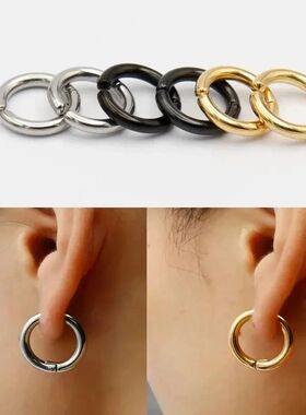 1 Pair Non-Piercing Fake Hoop Earrings For Women Men
