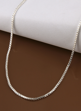 40cm-60cm Thin Real 925 Sterling Silver Slim Box Chain
