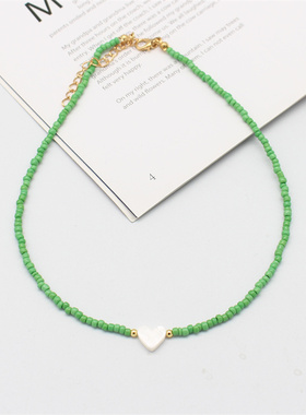 Boho Natural Shell Heart Simple Beads Necklace Fashion