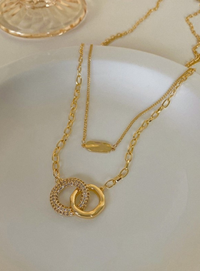 Luxury Fashion Double Circle Pendant Stainless Steel